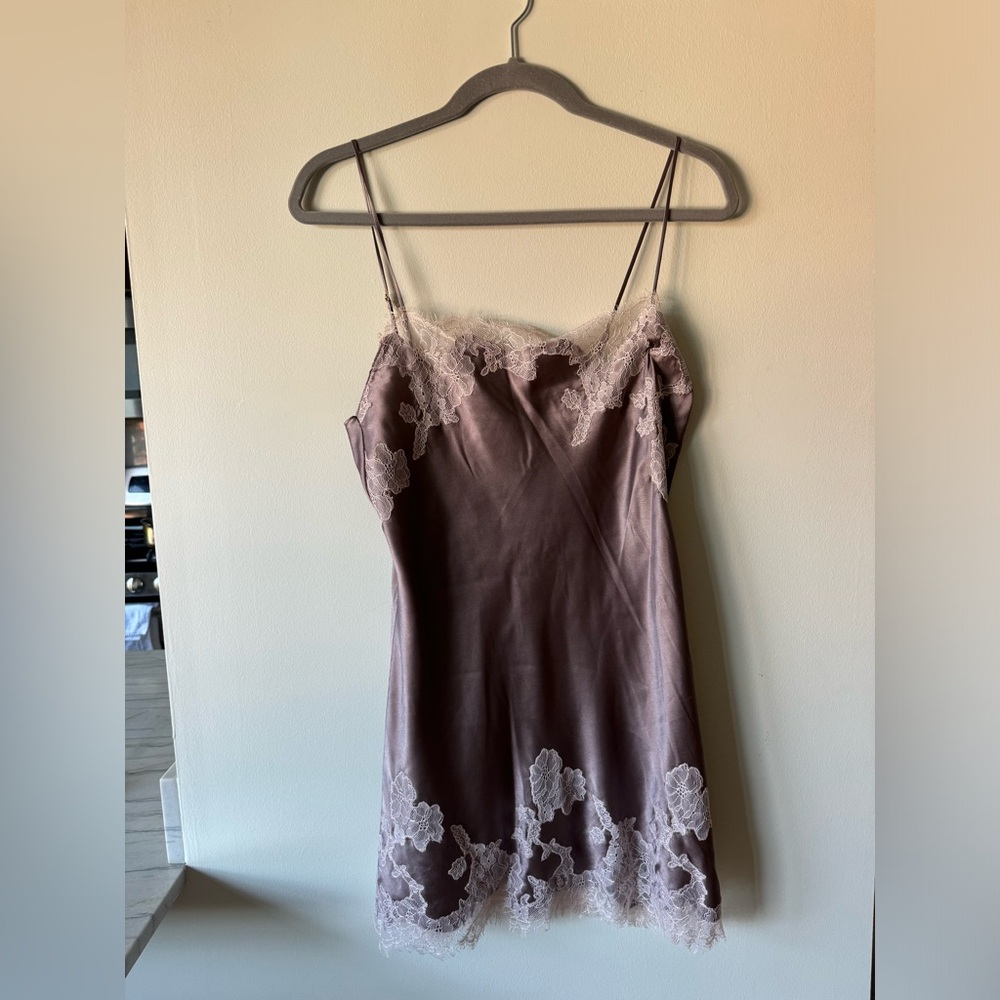Victoria Secret Y2K Purple Slip Pink Lace Size M